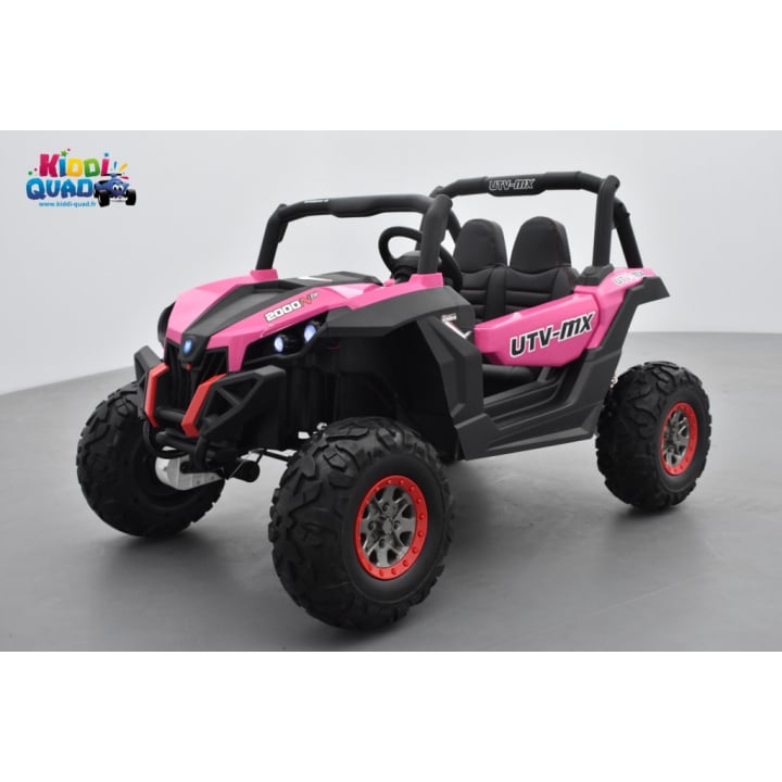 Buggy UTV Rose 2 x 12V 4 roues motrices en gomme deux places, voiture électrique enfant