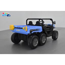 ATV 6X6 bleu avec benne basculante, tracteur électrique enfant, 24Volts - 7AH, 4 moteurs