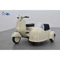 Scooter Piaggio Vespa PX150 Side-car Beige, 2 places, électrique pour enfant 12 volts