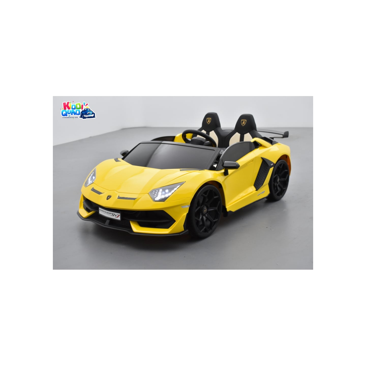 Lamborghini SVJ 2 places jaune, voiture électrique pour enfant, 24 volts - 4 moteurs