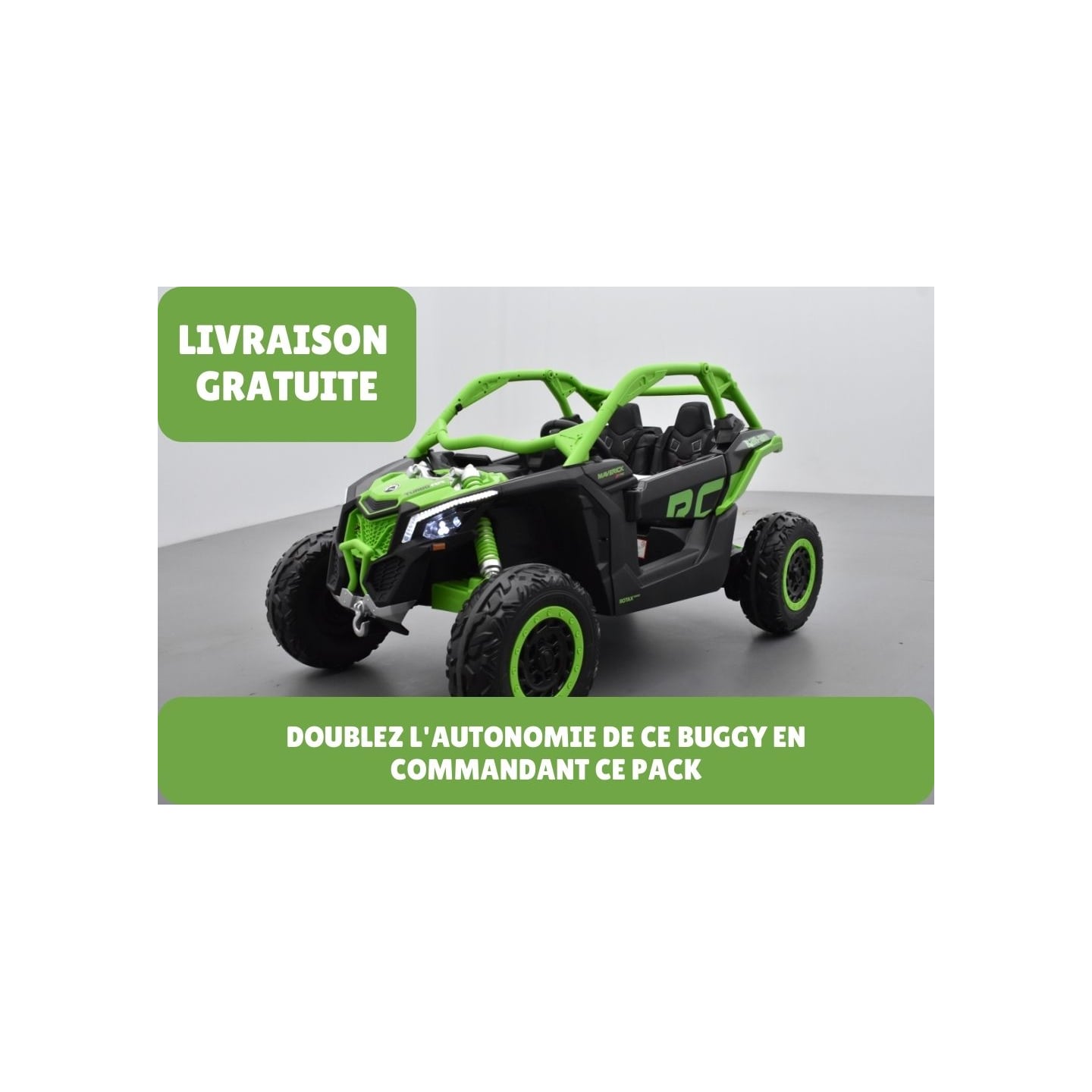 Pack Can-Am vert + pack batterie + chargeur + housse + plaque