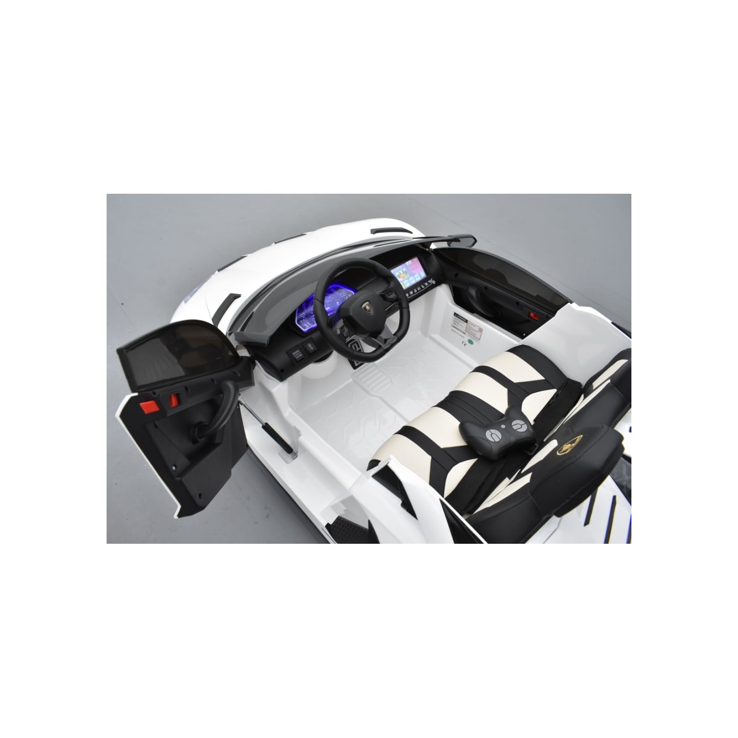 Lamborghini SVJ 24 Volts blanche, voiture électrique enfant 24V - 7AH, 2 moteurs