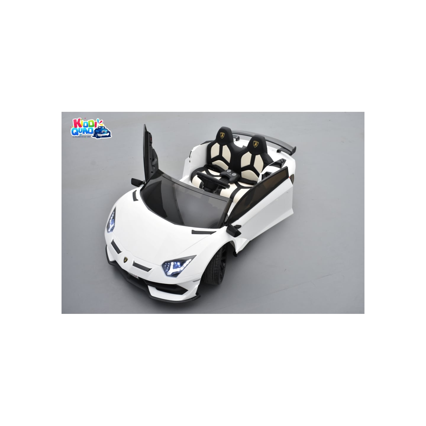 Lamborghini SVJ 24 Volts blanche, voiture électrique enfant 24V - 7AH, 2 moteurs