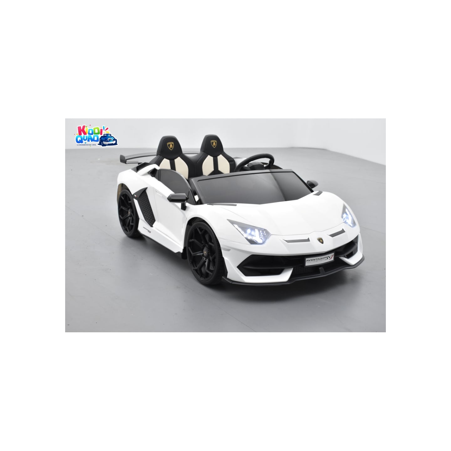 Lamborghini SVJ 24 Volts blanche, voiture électrique enfant 24V - 7AH, 2 moteurs