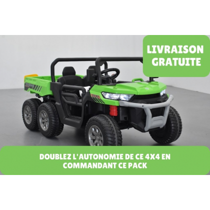 Pack ATV 6X6 Vert + 2ème chargeur + 2ème batterie + housse + plaque