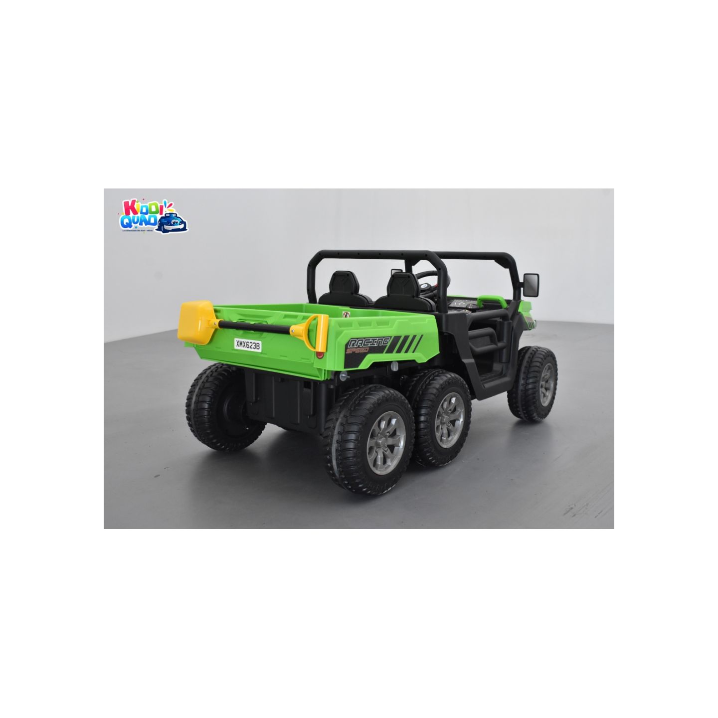 ATV 6X6 vert avec benne basculante, tracteur électrique enfant, 24Volts - 7AH, 4 moteurs