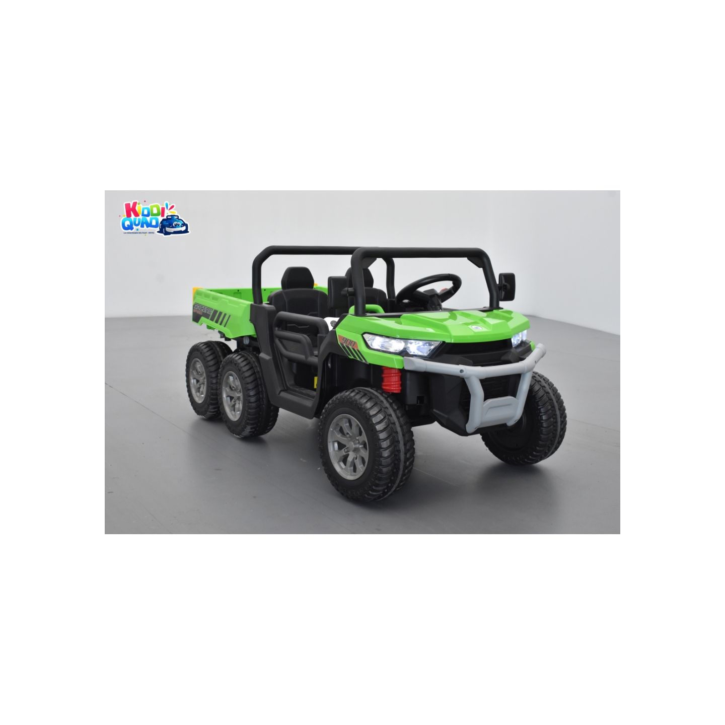 ATV 6X6 vert avec benne basculante, tracteur électrique enfant, 24Volts - 7AH, 4 moteurs