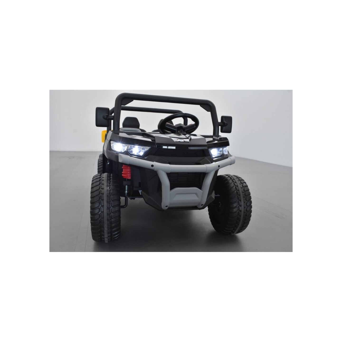 ATV 6X6 noir avec benne basculante, tracteur électrique enfant, 24Volts - 7AH, 4 moteurs