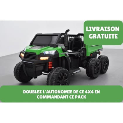 Pack Tracteur 6X6 Vert + 2ème chargeur + 2ème batterie + housse + plaque