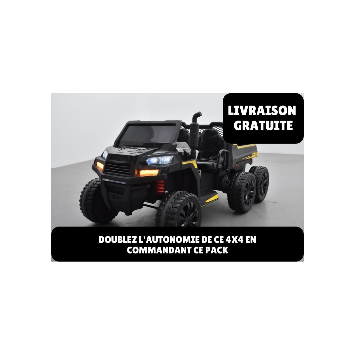 Pack Tracteur 6X6 Noir + 2ème chargeur + 2ème batterie + housse + plaque
