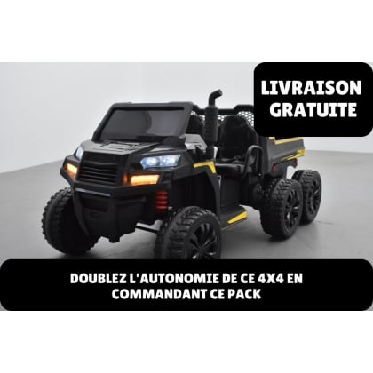 Pack Tracteur 6X6 Noir + 2ème chargeur + 2ème batterie + housse + plaque