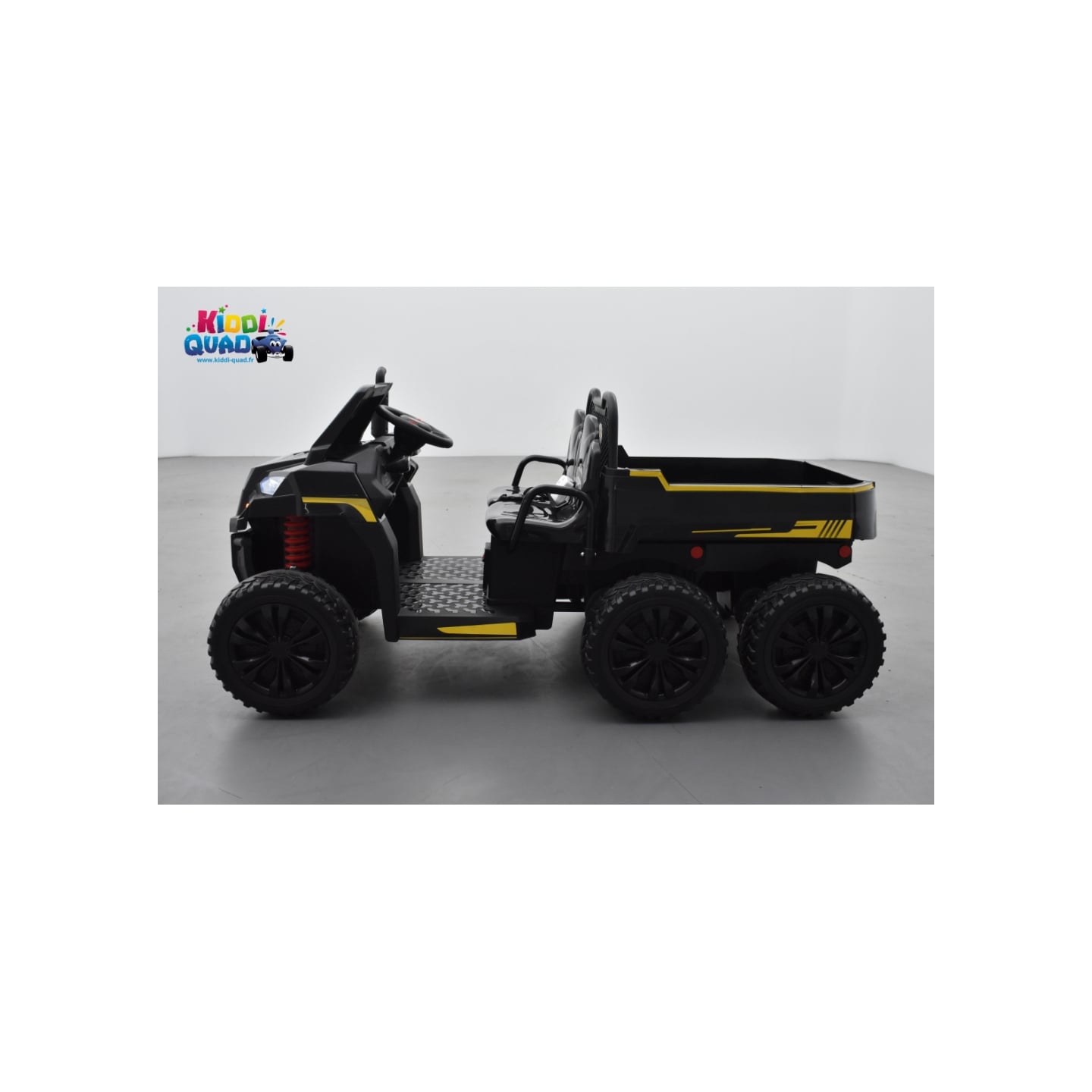 Tracteur 6X6 Noir avec benne basculante, camion électrique pour enfant, 24Volts - 7AH, 4 moteurs de 100 Watts