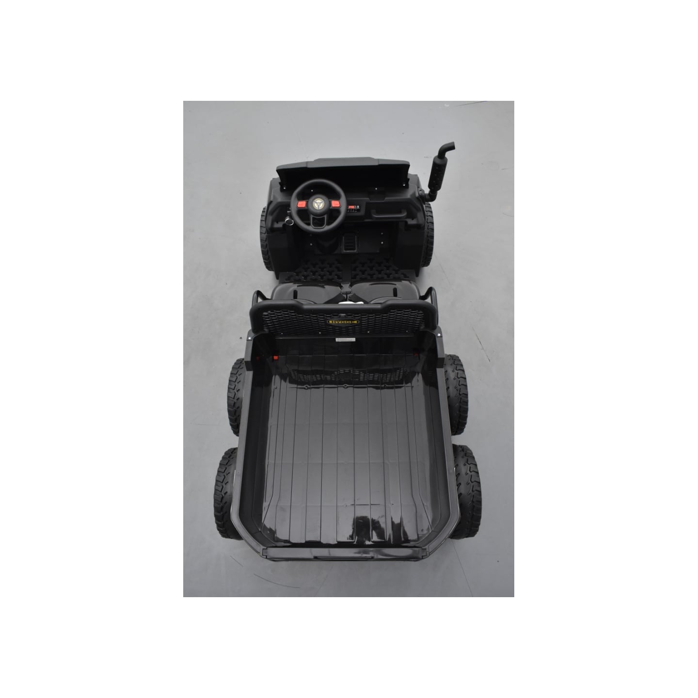 Tracteur 6X6 Noir avec benne basculante, camion électrique pour enfant, 24Volts - 7AH, 4 moteurs de 100 Watts