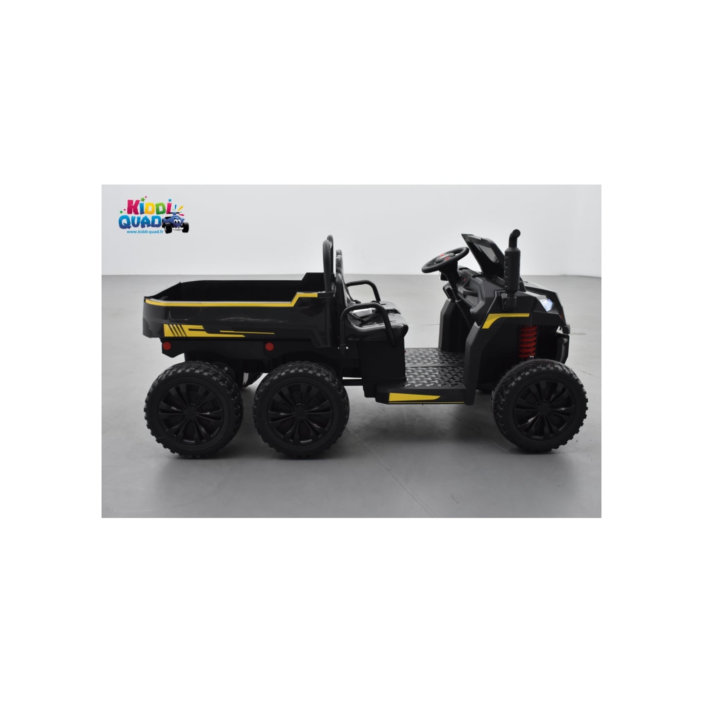 Tracteur 6X6 Noir avec benne basculante, camion électrique pour enfant, 24Volts - 7AH, 4 moteurs de 100 Watts