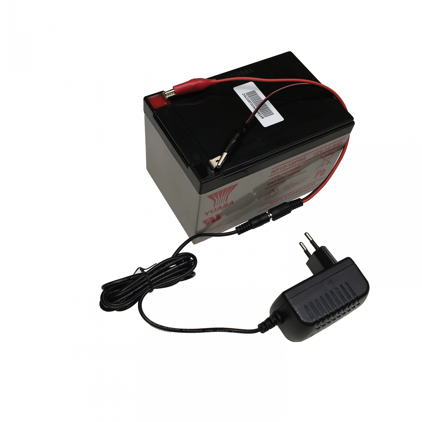Pack batterie YUASA 12V 12Ah + Chargeur de Batterie 12 Volts + adaptateur pinces