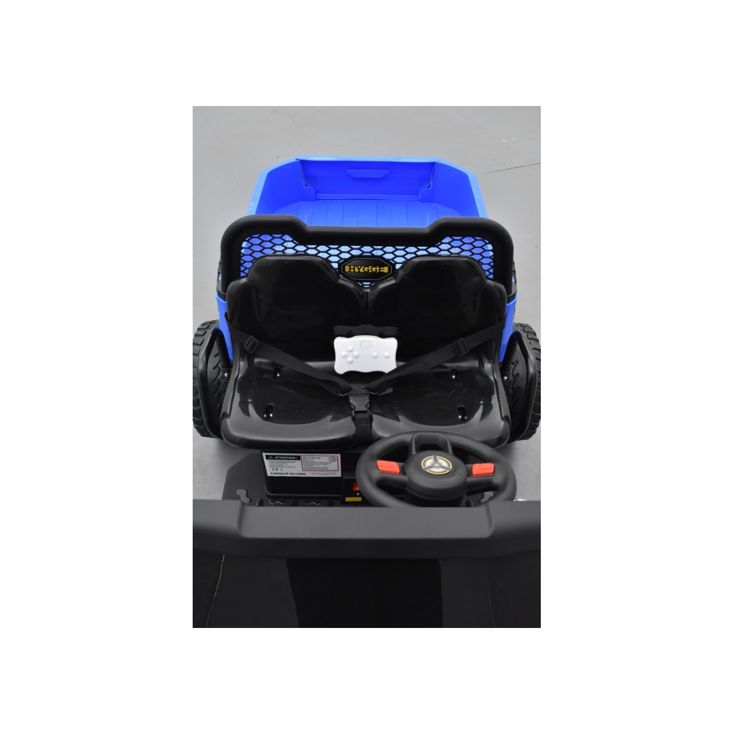 Tracteur 6X6 Bleu avec benne basculante, camion électrique pour enfant, 24Volts - 7AH, 4 moteurs de 100 Watts