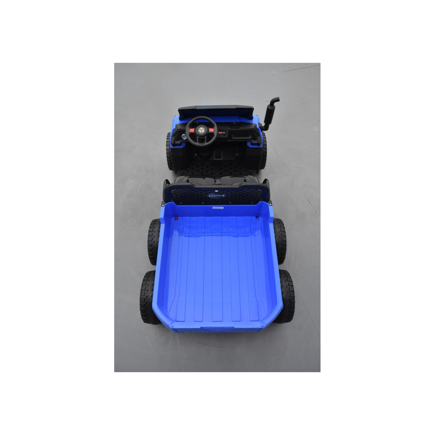 Tracteur 6X6 Bleu avec benne basculante, camion électrique pour enfant, 24Volts - 7AH, 4 moteurs de 100 Watts