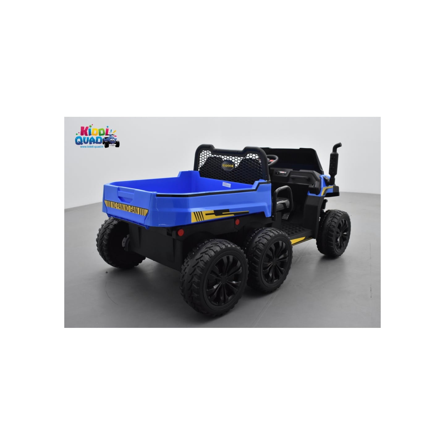 Tracteur 6X6 Bleu avec benne basculante, camion électrique pour enfant, 24Volts - 7AH, 4 moteurs de 100 Watts