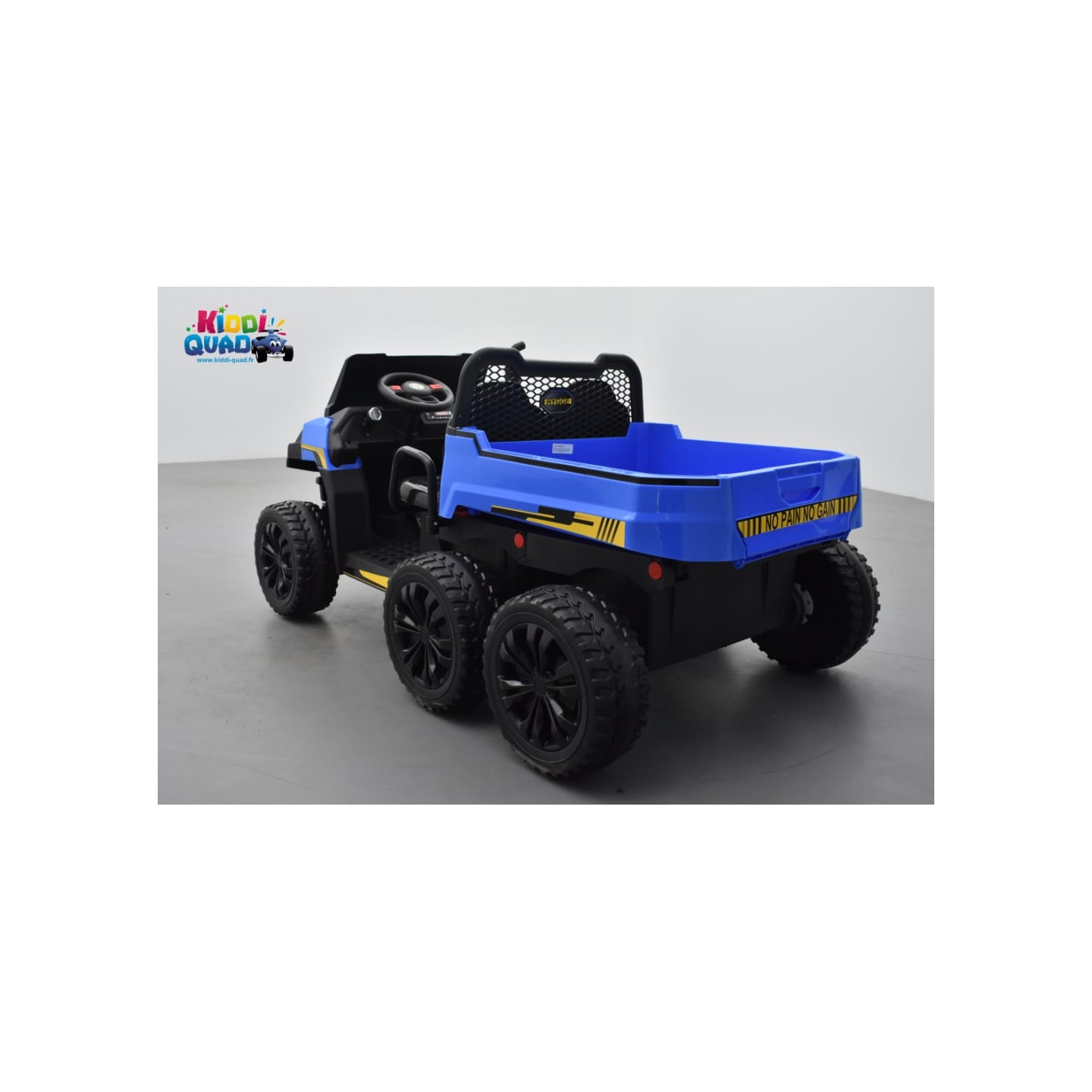 Tracteur 6X6 Bleu avec benne basculante, camion électrique pour enfant, 24Volts - 7AH, 4 moteurs de 100 Watts