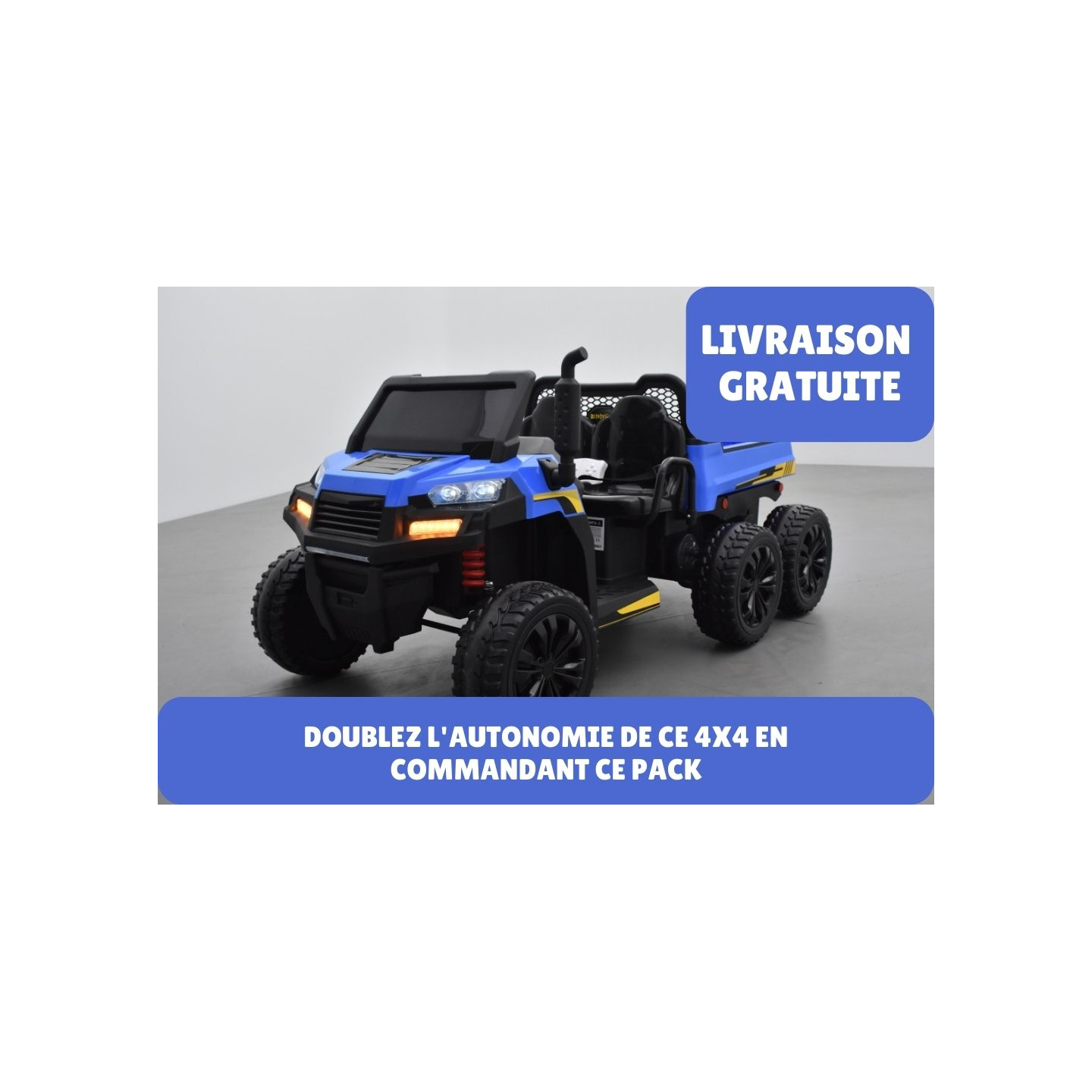 Pack Tracteur 6X6 Bleu+ 2ème chargeur + 2ème batterie + housse + plaque
