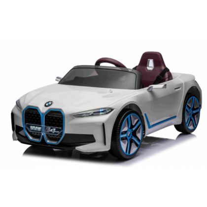 BMW I4 12 Volts Blanc, voiture électrique enfant 12 Volts - 7AH 1 place, 2 moteurs