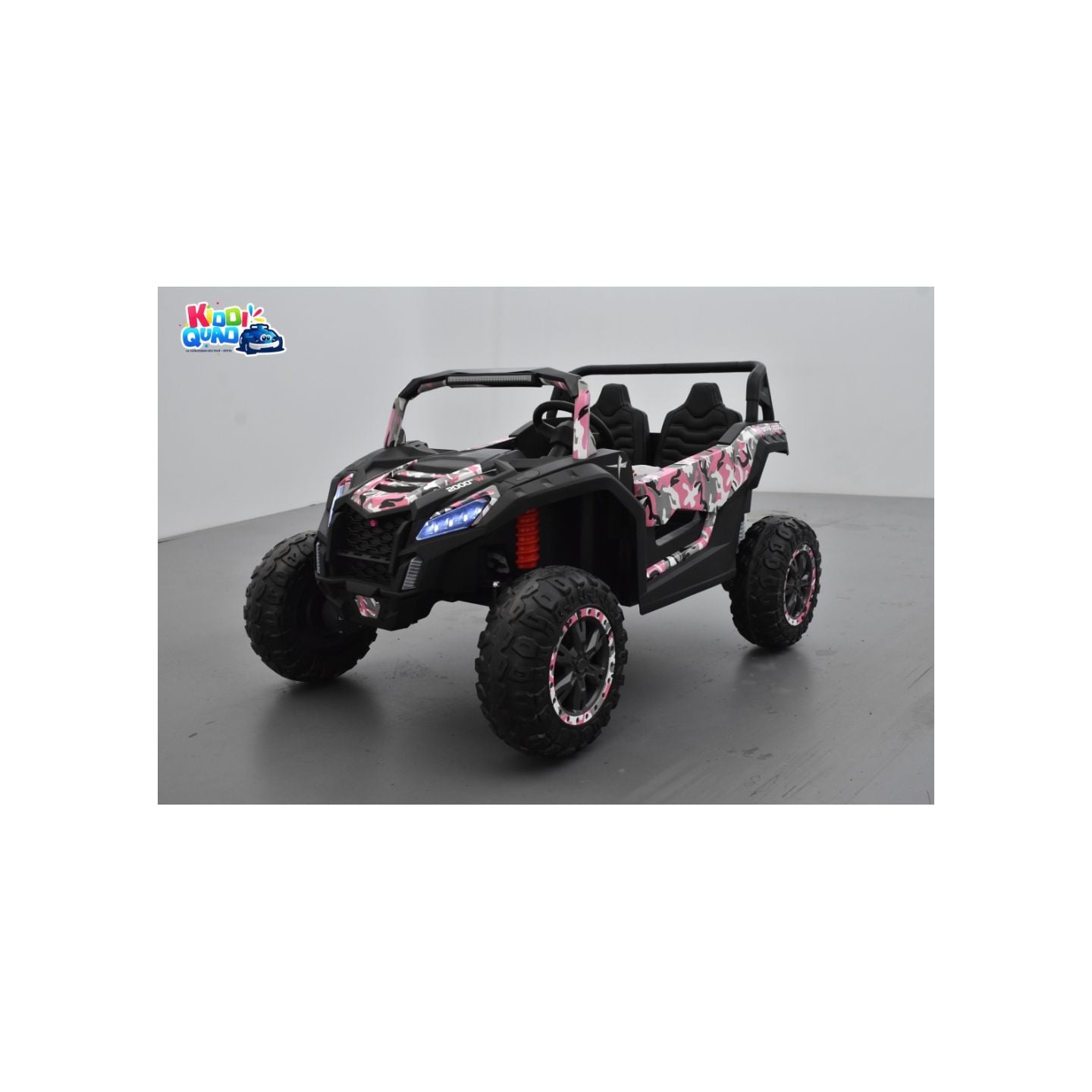 Buggy Big Horn 24 Volts 7Ah rose camouflage, 4 moteurs, buggy deux places, buggy électrique enfant