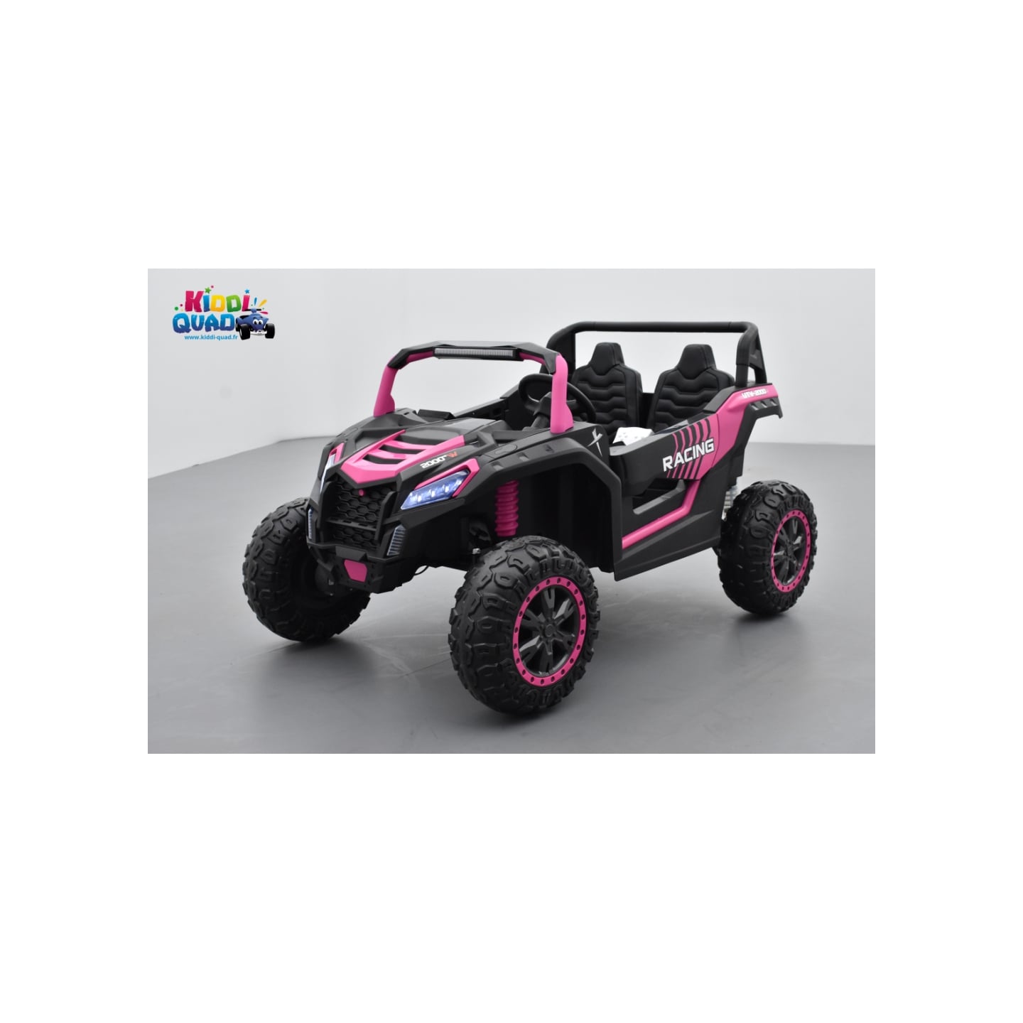 Buggy Big Horn 24 Volts 7Ah rose, 4 moteurs de 60 watts, buggy deux places, buggy électrique enfant