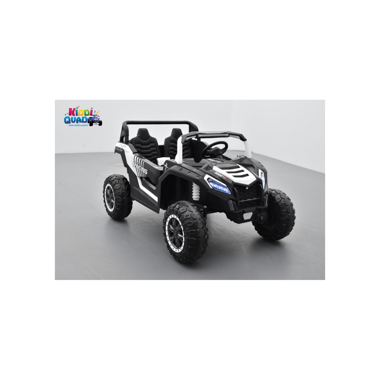 Buggy Big Horn 24 Volts 7Ah blanc, 4 moteurs de 60 watts, buggy deux places, buggy électrique enfant