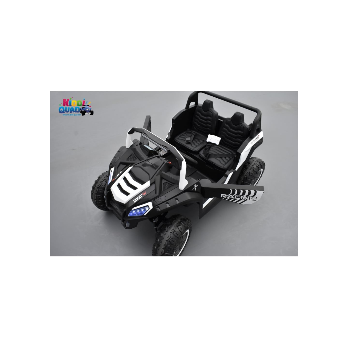 Buggy Big Horn 24 Volts 7Ah blanc, 4 moteurs de 60 watts, buggy deux places, buggy électrique enfant