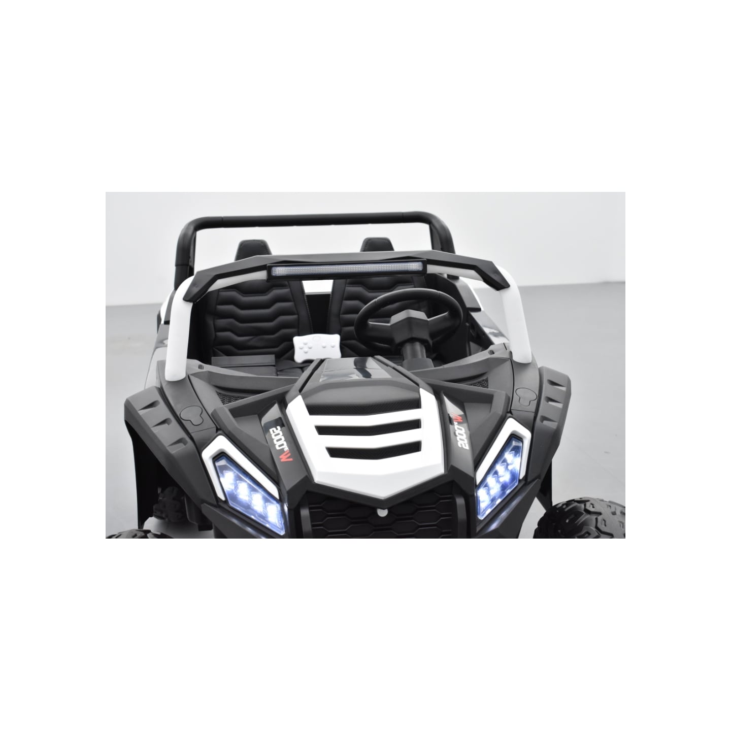 Buggy Big Horn 24 Volts 7Ah blanc, 4 moteurs de 60 watts, buggy deux places, buggy électrique enfant