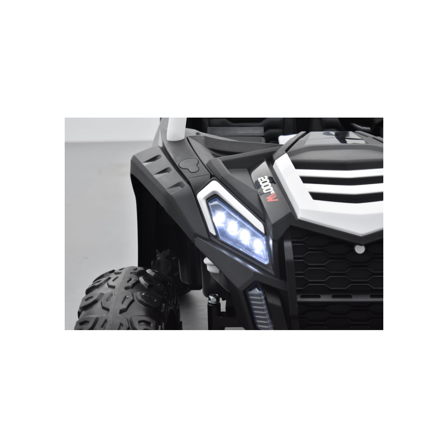 Buggy Big Horn 24 Volts 7Ah blanc, 4 moteurs de 60 watts, buggy deux places, buggy électrique enfant