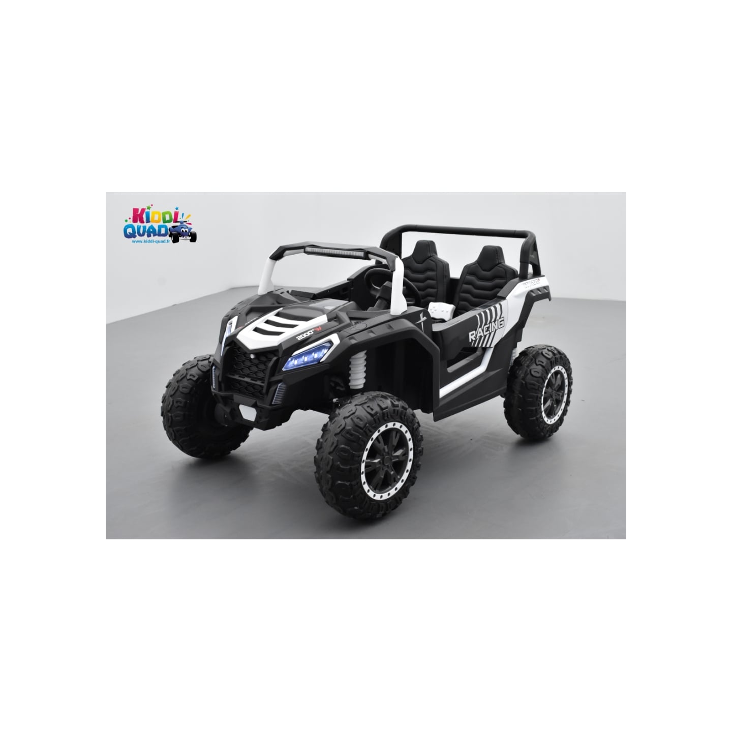 Buggy Big Horn 24 Volts 7Ah blanc, 4 moteurs de 60 watts, buggy deux places, buggy électrique enfant