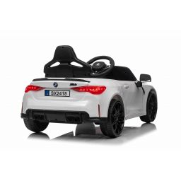 BMW M4 blanc, voiture électrique enfant 12 Volts télécommande parentale 2.4 Ghz, 2 moteurs