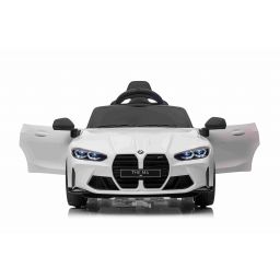 BMW M4 blanc, voiture électrique enfant 12 Volts télécommande parentale 2.4 Ghz, 2 moteurs