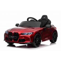 BMW M4 Rouge métallisée, voiture électrique enfant 12 Volts télécommande parentale 2.4 Ghz, 2 moteurs