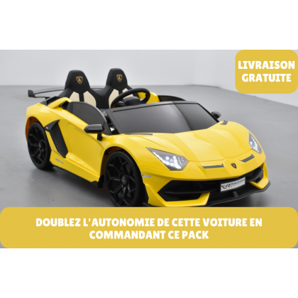 Lamborghini SVJ 24V Jaune+ 2ème chargeur + 2ème batterie + housse + plaques