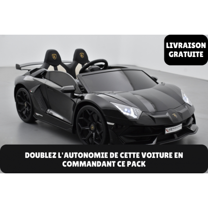 Pack Lamborghini SVJ 24V Noir + 2ème chargeur + 2ème batterie + housse + plaque