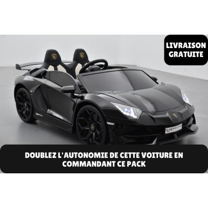 Pack Lamborghini SVJ 24V Noir + 2ème chargeur + 2ème batterie + housse + plaques