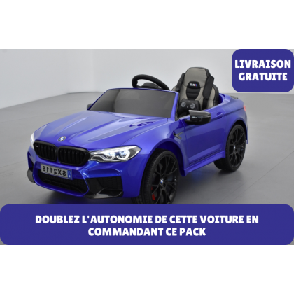 Pack BMW M5 Bleu + 2ème chargeur + 2ème pack batterie + housse + plaques