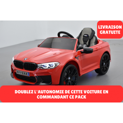 Pack BMW M5 Rouge + 2ème chargeur + 2ème pack batterie + housse + plaques