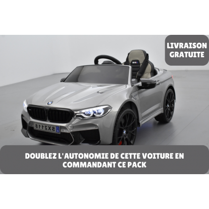 Pack BMW M5 Gris + 2ème chargeur + 2ème pack batterie + housse + plaques