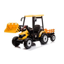 Tracteur agricole Jaune pour enfant avec remorque, véhicule électrique pour enfant, 24Volts - 7AH, 2 moteurs