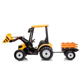 Tracteur agricole Jaune pour enfant avec remorque, véhicule électrique pour enfant, 24Volts - 7AH, 2 moteurs