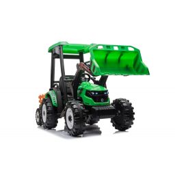 Tracteur agricole Vert pour enfant avec remorque, véhicule électrique pour enfant, 24Volts - 7AH, 2 moteurs