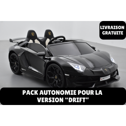Pack Lamborghini SVJ Version "DRIFT" 24V Noir + 2ème chargeur + 2ème batterie + housse + plaques