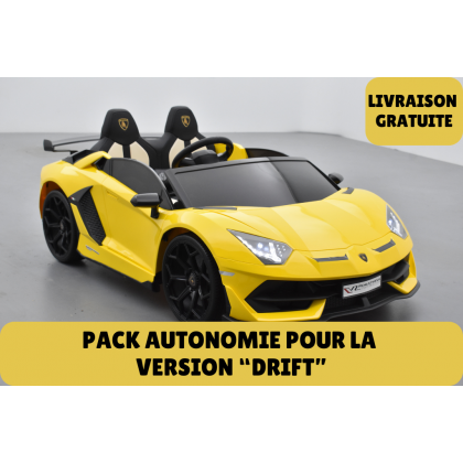 Pack Lamborghini SVJ Version "DRIFT" 24V Jaune + 2ème chargeur + 2ème batterie + housse + plaques