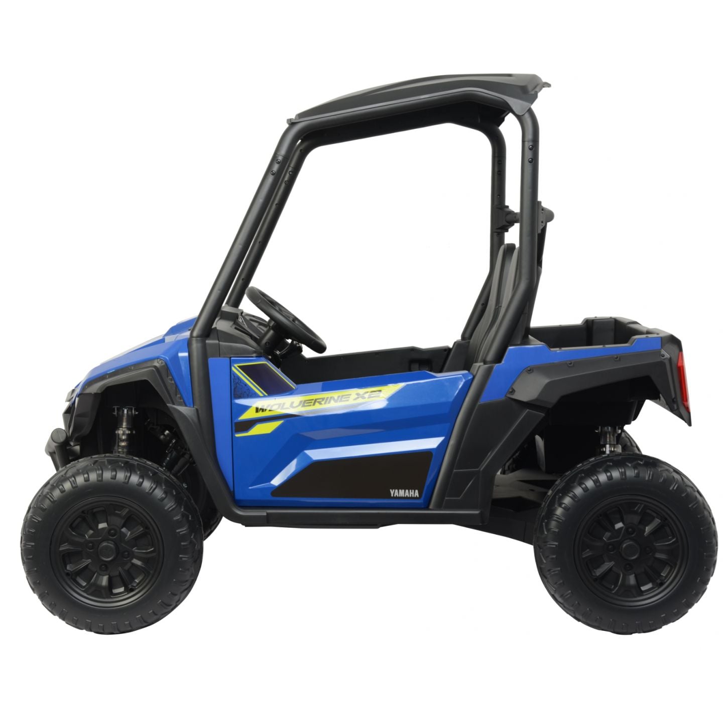 Buggy Yamaha Wolverine X2 Bleu avec toit, Buggy électrique pour enfant 24Volts 7 Ah, 2 moteurs