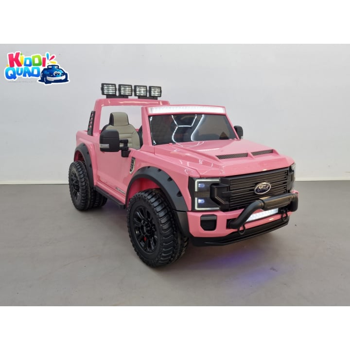 Ford Super Duty F450 Rose Métallisée, voiture électrique pour enfant 2 places, 24V 10 Ah, 4 moteurs