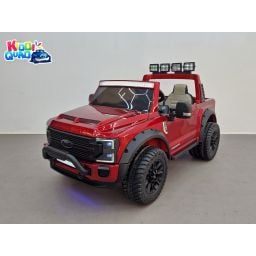 Ford Super Duty F450 Rouge Métallisée, voiture électrique pour enfant 2 places, 24V 10 Ah, 4 moteurs