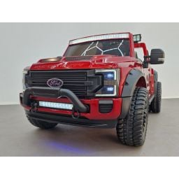 Ford Super Duty F450 Rouge Métallisée, voiture électrique pour enfant 2 places, 24V 10 Ah, 4 moteurs